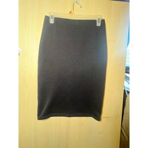 M&Co Petite Black Ribbed Pencil Skirt Size 8 Textured Knee Length Office Wear